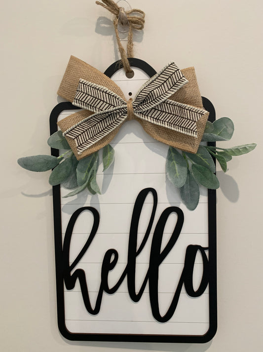 Hello Farmhouse Tag Door Hanger