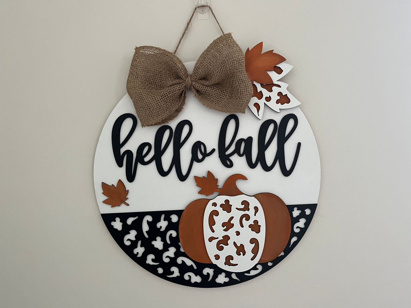 Hello Fall Leopard Door Hanger