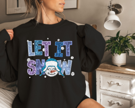 Let it Snow Faux Sequin Crewneck