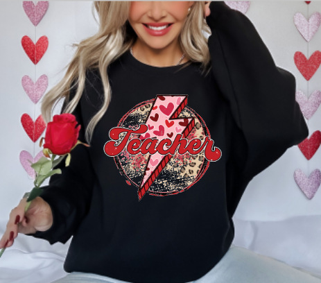 Leopard Teacher Valentine Crewneck