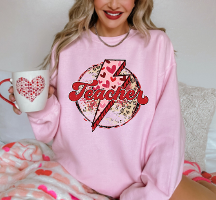 Leopard Teacher Valentine Crewneck