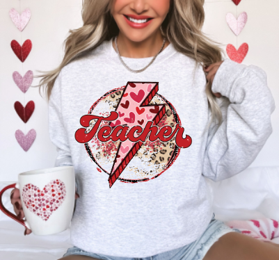 Leopard Teacher Valentine Crewneck