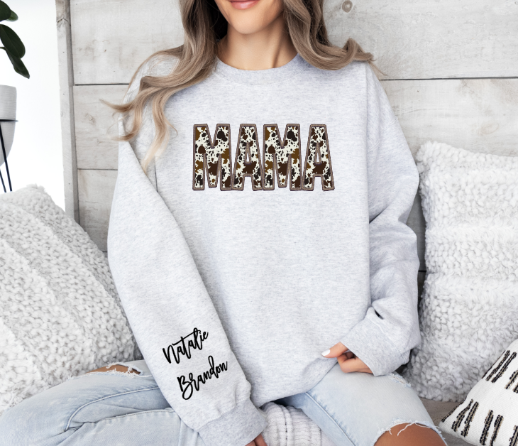 Mama Cow Custom Sleeve Crewneck